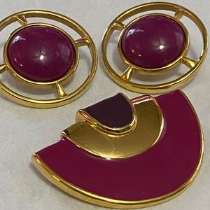 Vtg Purple Pink Fuschia and Goldtone Monet Set